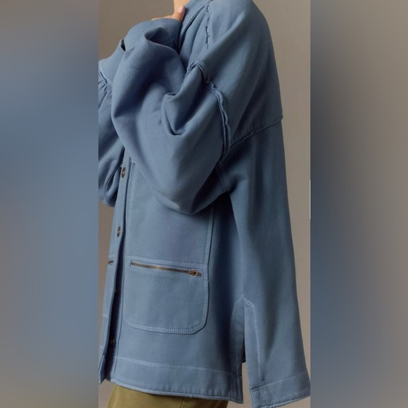 Anthropologie Pilcro Blue Microfleece Button Front Jacket - Picture 7 of 9